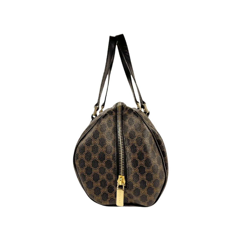 Celine Brown Black leather Gold handbag Macadam Black Gold